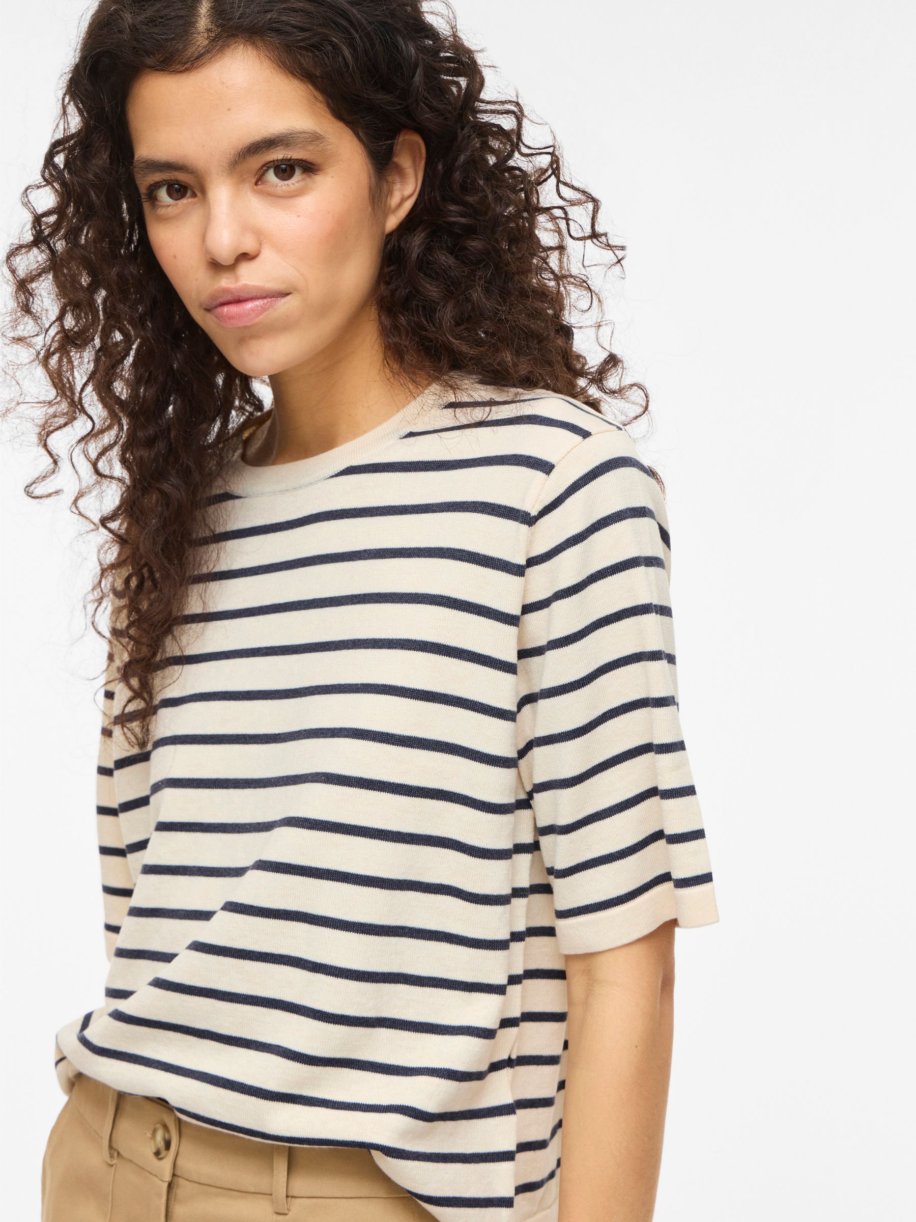 14112136_4937210_4.jpg Knit Top Kurzarm Lockerschnitt Minimaldesign Casuallook