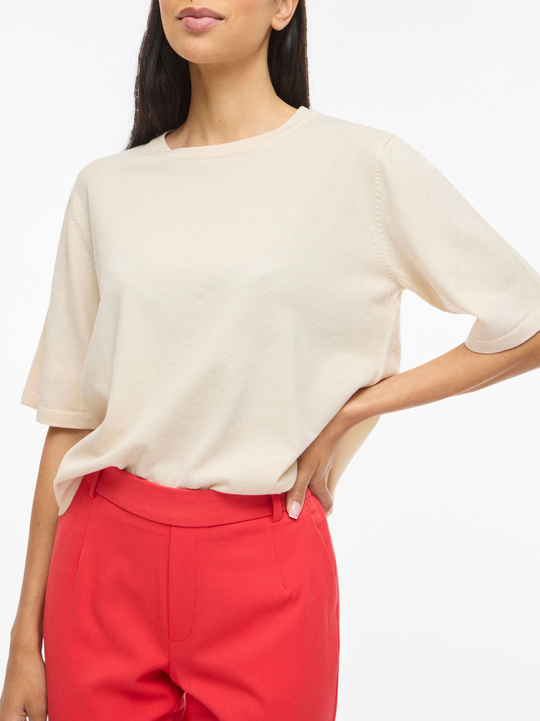 14112136_4980805_5.jpg Knit Top Kurzarm Lockerschnitt Minimaldesign Casuallook