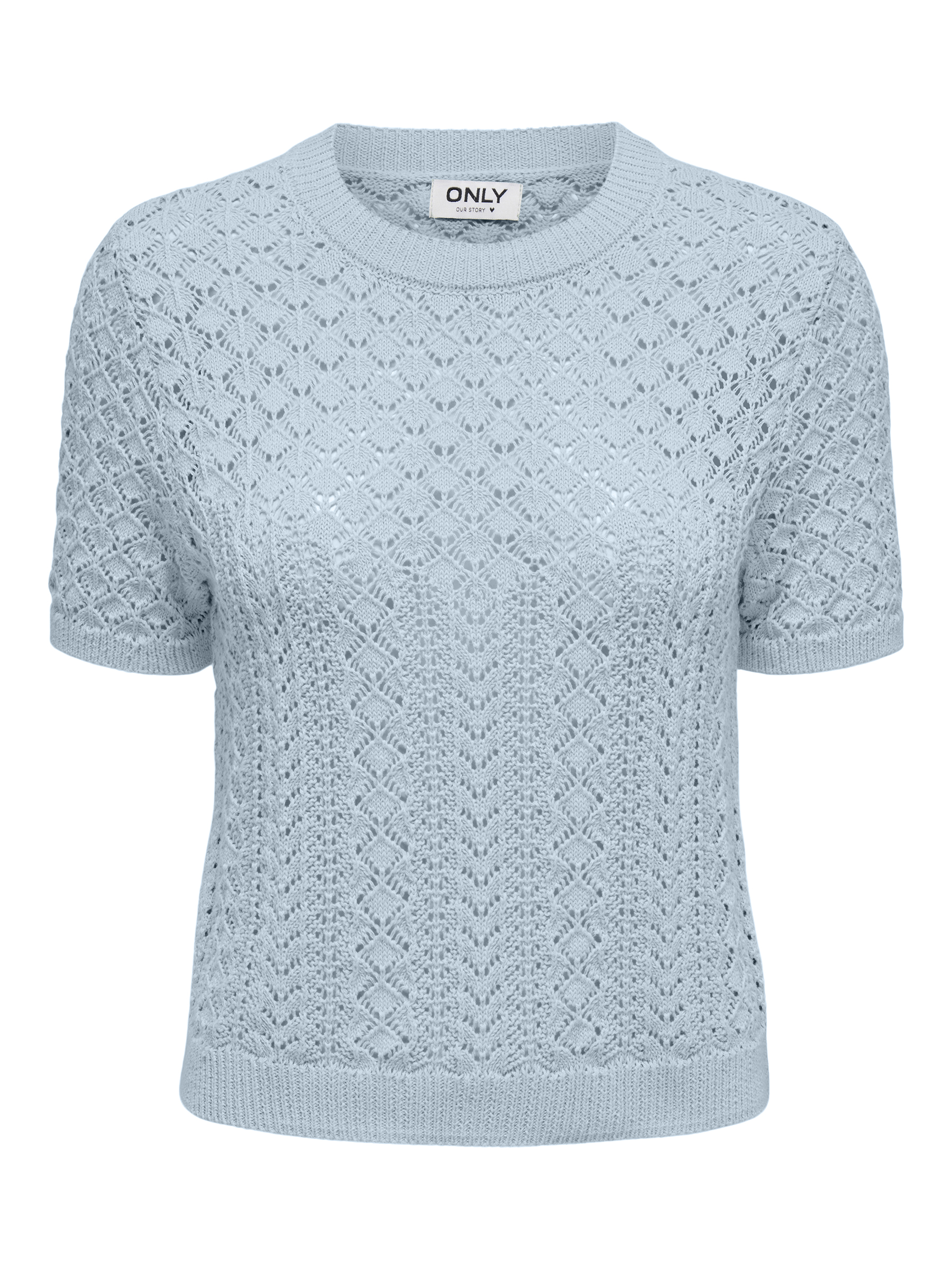 Kurzarm Strickpullover Häkelmuster Rundhals Unifarben Kurzarm Strickpullover Häkelmuster Rundhals Unifarben