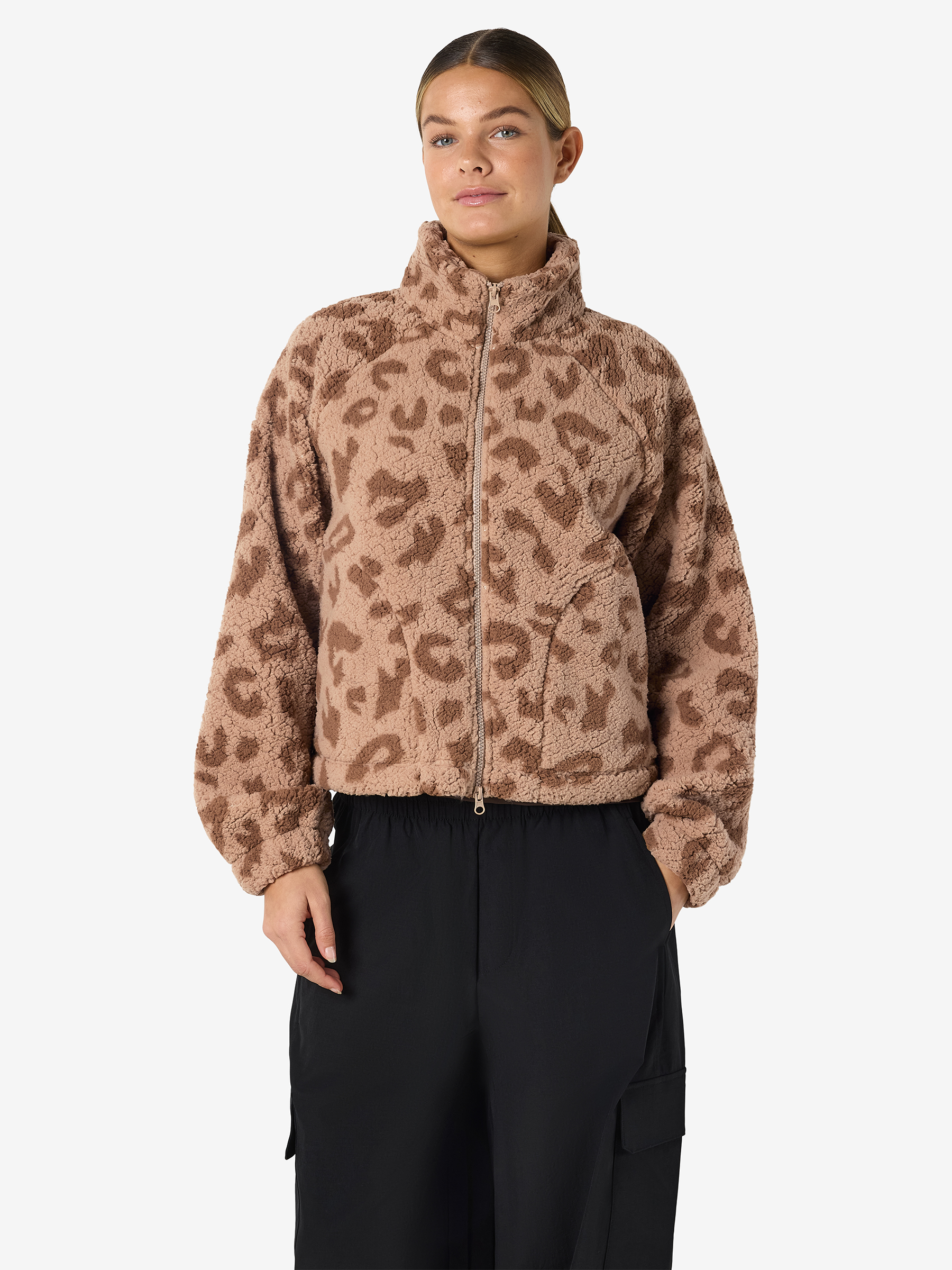 Flauschige Outdoorjacke Reißverschluss Trendigen Design Flauschige Outdoorjacke Reißverschluss Trendigen Design