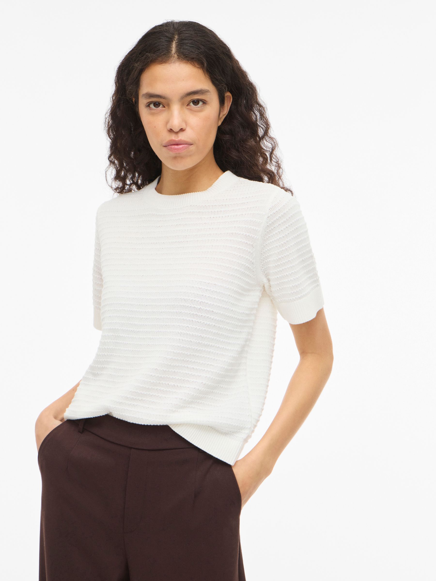 14111560_4903380_6.jpg Bequemer Strickpullover Rundhalsausschnitt Kurzarm