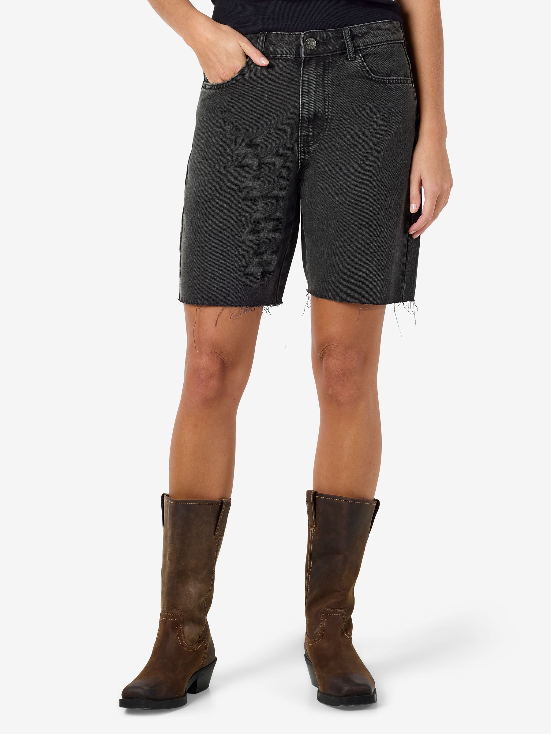 27036599_4918140_3.jpg Knielang Jeansshorts Loose Fit Sommer Reißverschluss
