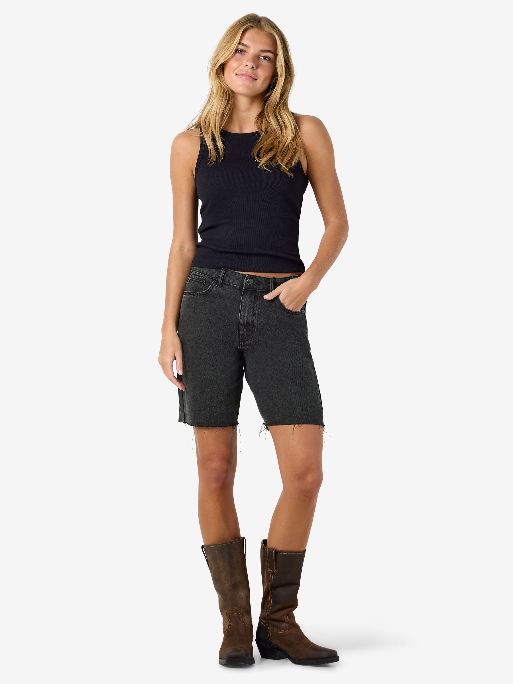 27036599_4918140_7.jpg Knielang Jeansshorts Loose Fit Sommer Reißverschluss