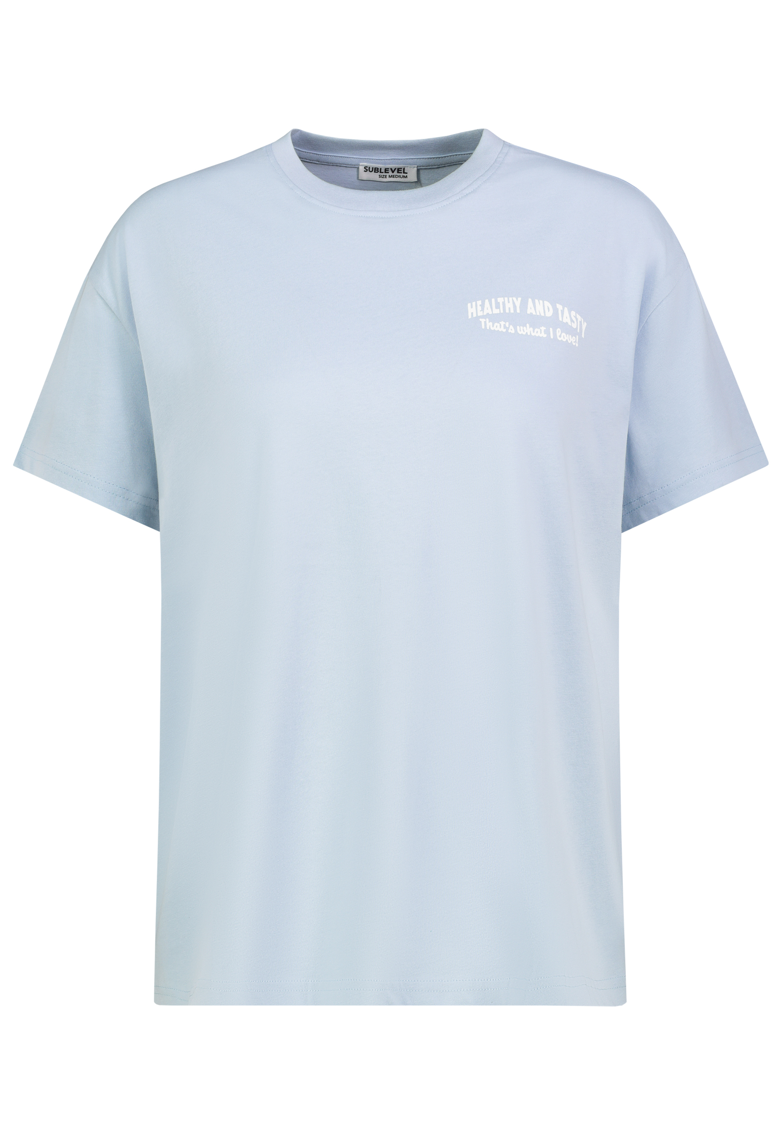 Sublevel Bequemes Shirt Kurzarm Printdesign Rundhalsausschnitt – Blau, Bild 1