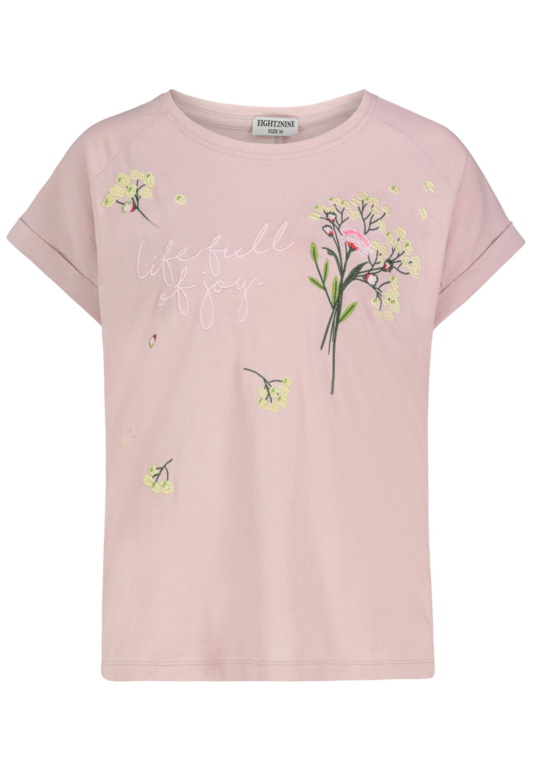 Kurzarm T-Shirt Rundhals Florale Stickerei Blumenmotiv Kurzarm T-Shirt Rundhals Florale Stickerei Blumenmotiv