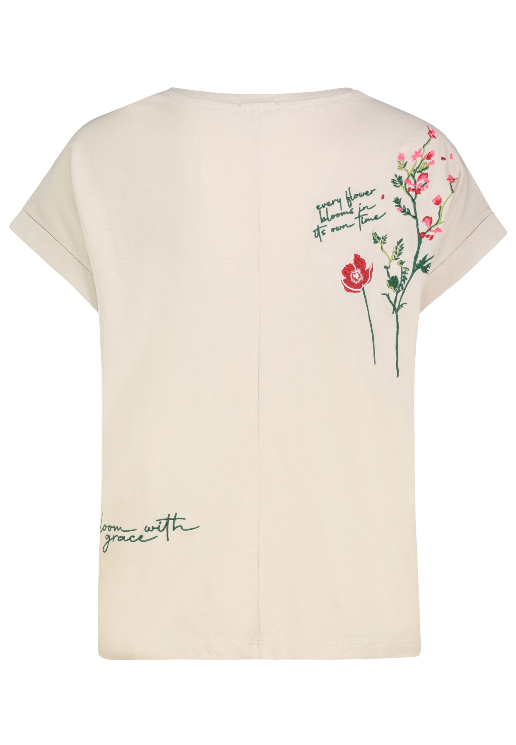 Kurzarm T-Shirt Rundhals Florale Stickerei Blumenmotiv Kurzarm T-Shirt Rundhals Florale Stickerei Blumenmotiv