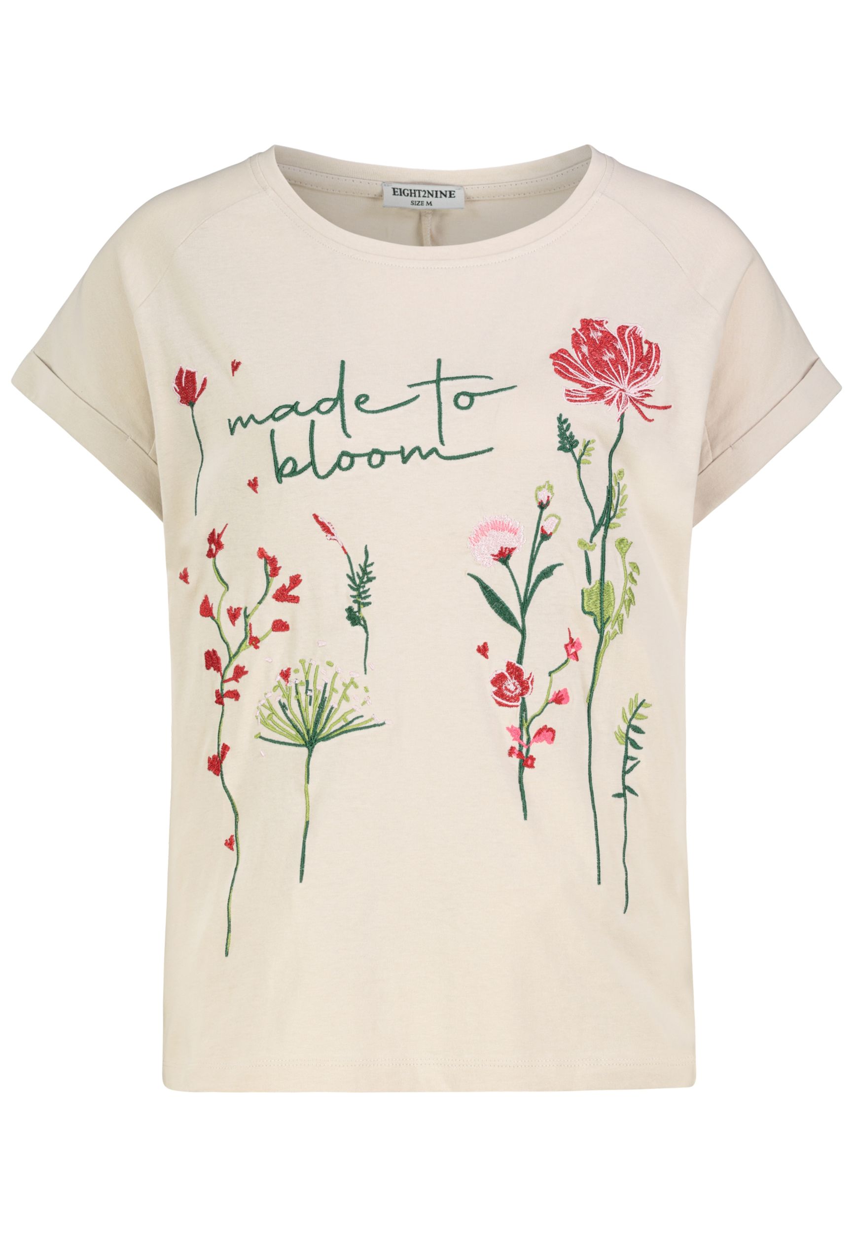 Kurzarm T-Shirt Rundhals Florale Stickerei Blumenmotiv Kurzarm T-Shirt Rundhals Florale Stickerei Blumenmotiv