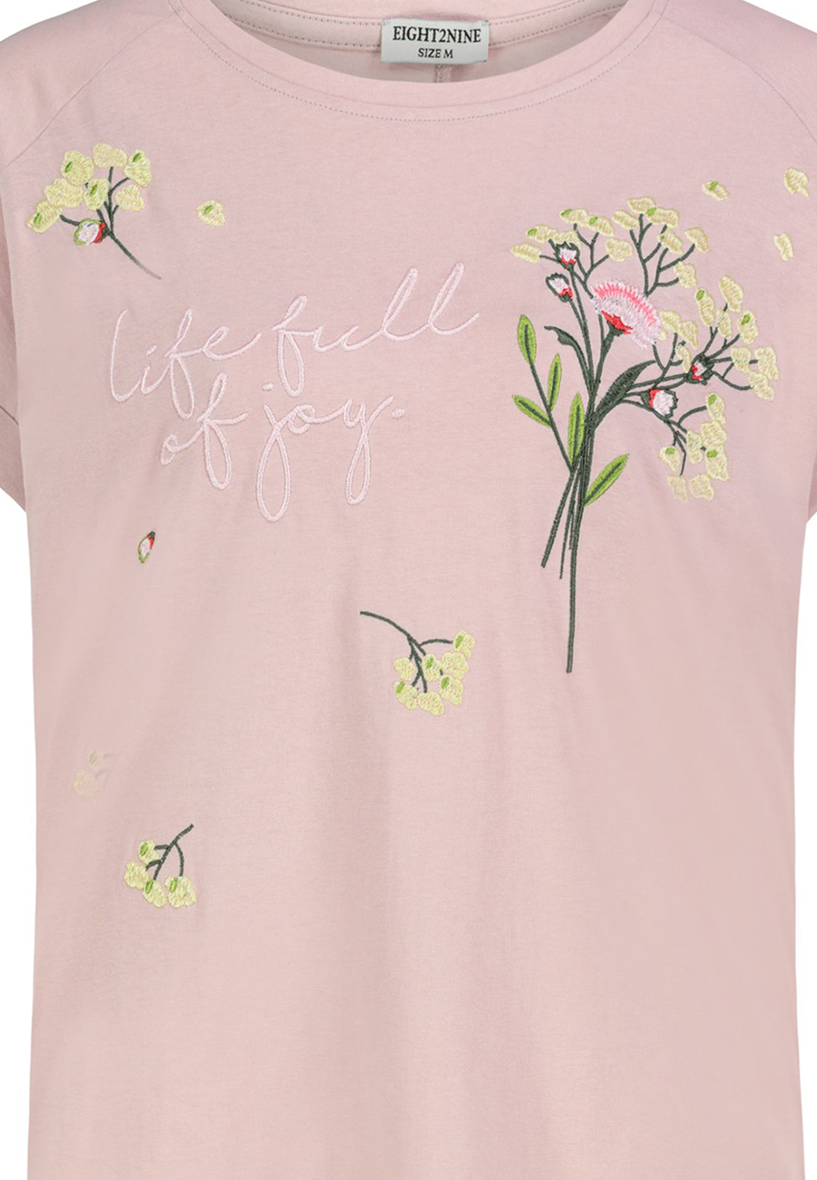 Kurzarm T-Shirt Rundhals Florale Stickerei Blumenmotiv Kurzarm T-Shirt Rundhals Florale Stickerei Blumenmotiv