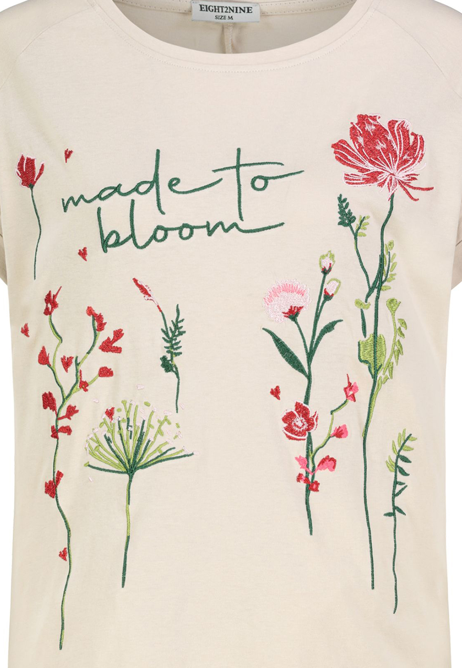 Kurzarm T-Shirt Rundhals Florale Stickerei Blumenmotiv Kurzarm T-Shirt Rundhals Florale Stickerei Blumenmotiv