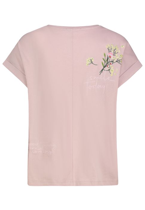 Eight 2 Nine Kurzarm T-Shirt Rundhals Florale Stickerei Blumenmotiv – Rosa, Bild 7