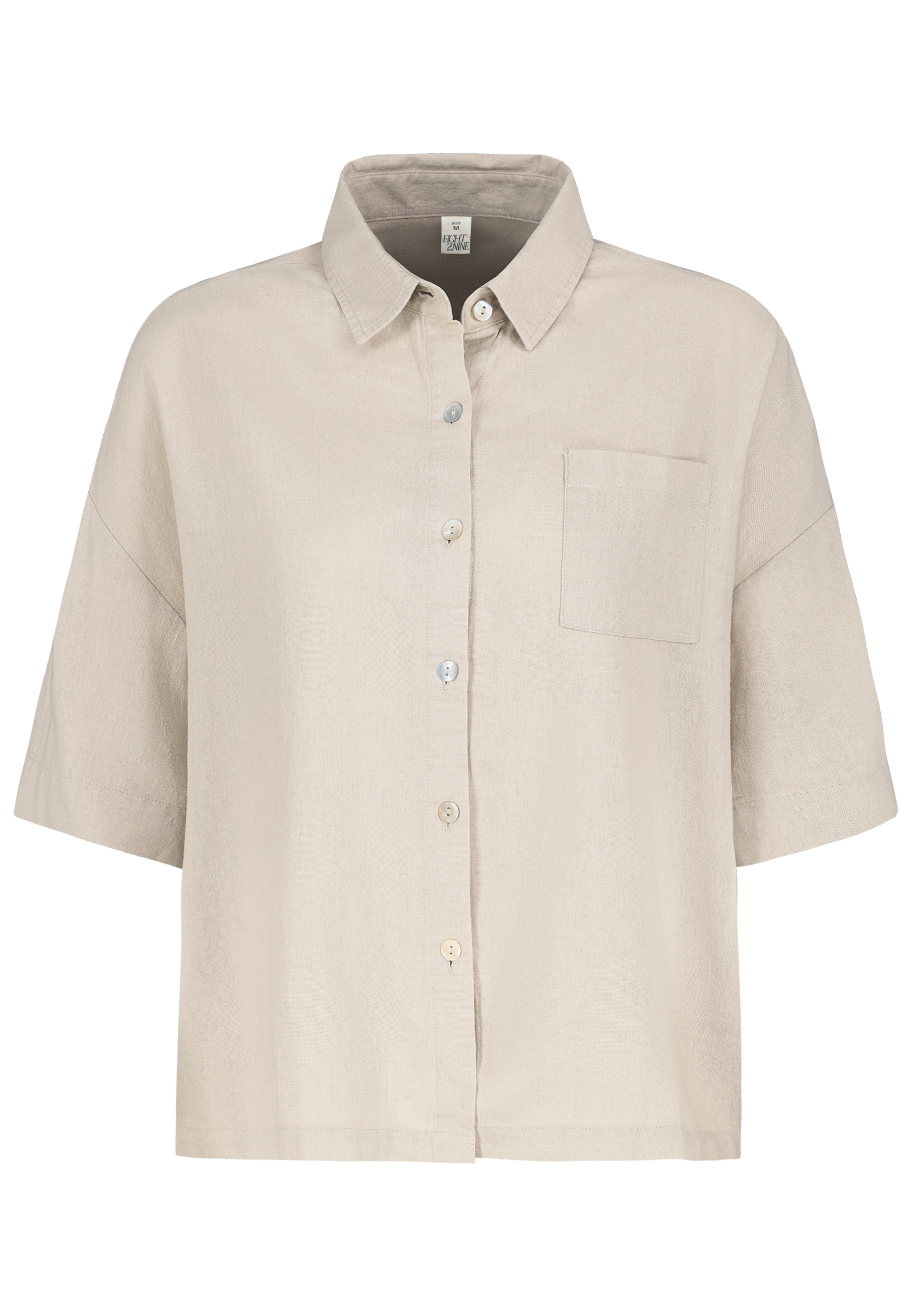Eight 2 Nine EIGHT 2 NINE Stilvolle Kurzarmbluse Knopfleiste – Beige, Bild 1
