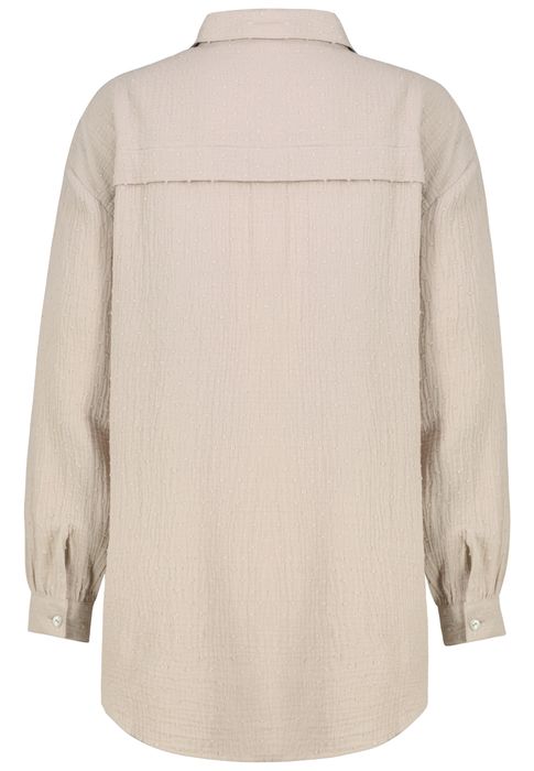 Eight 2 Nine Langarm Bluse Rundhalsausschnitt Knopfleiste Einfarbig – Beige, Bild 3