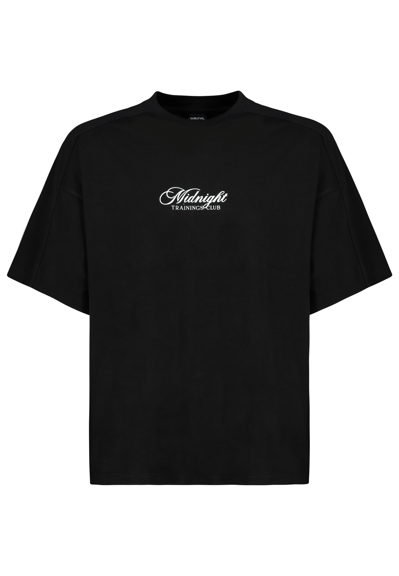 Sublevel Sublevel Kurzarmshirt Rundhalsausschnitt Spruch Oversized Look – Schwarz, Bild 1