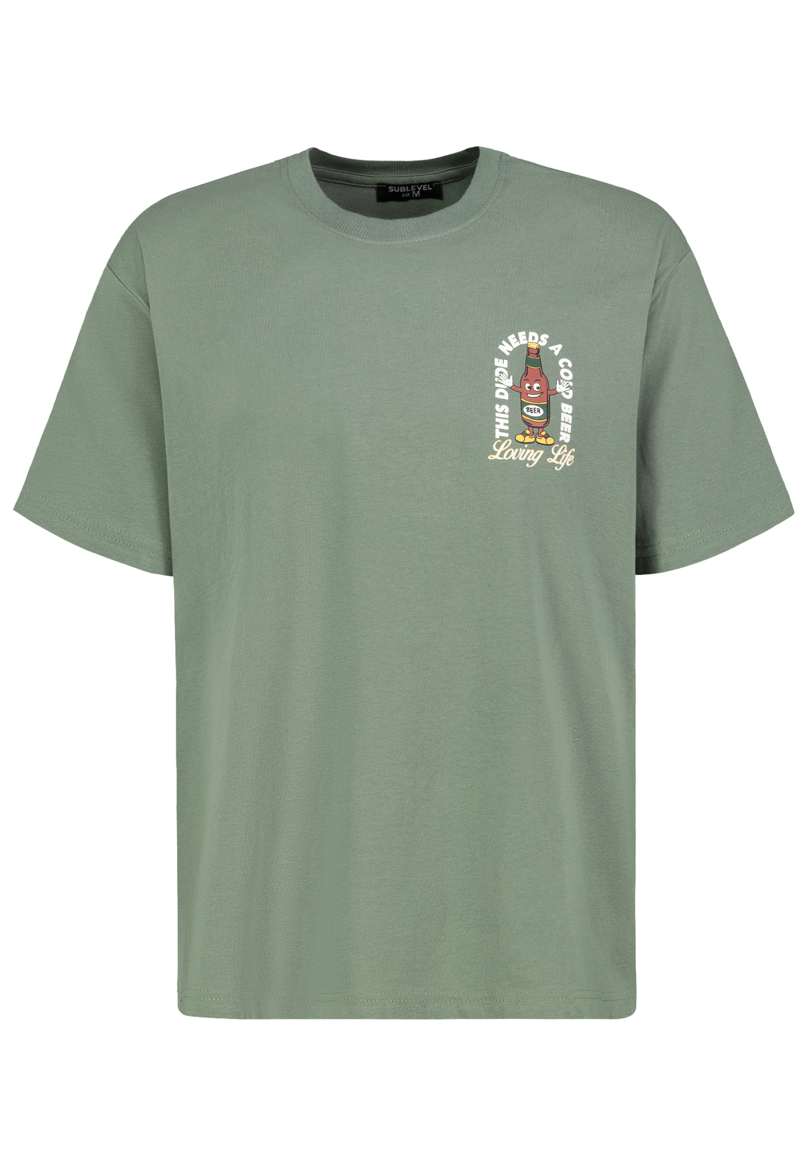 H12022AH22531I_12300_V.jpg Kurzarm T-Shirt Rundhals Loose Fit Brustaufdruck Spruchdruck