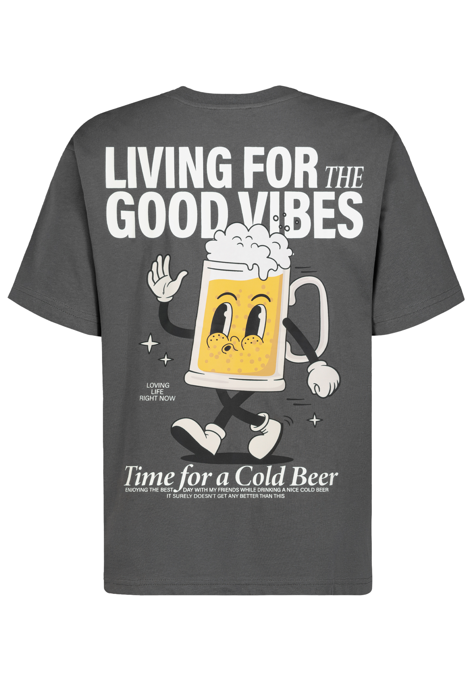 H12022AH22531I_23400_H.jpg Kurzarm T-Shirt Rundhals Loose Fit Brustaufdruck Spruchdruck