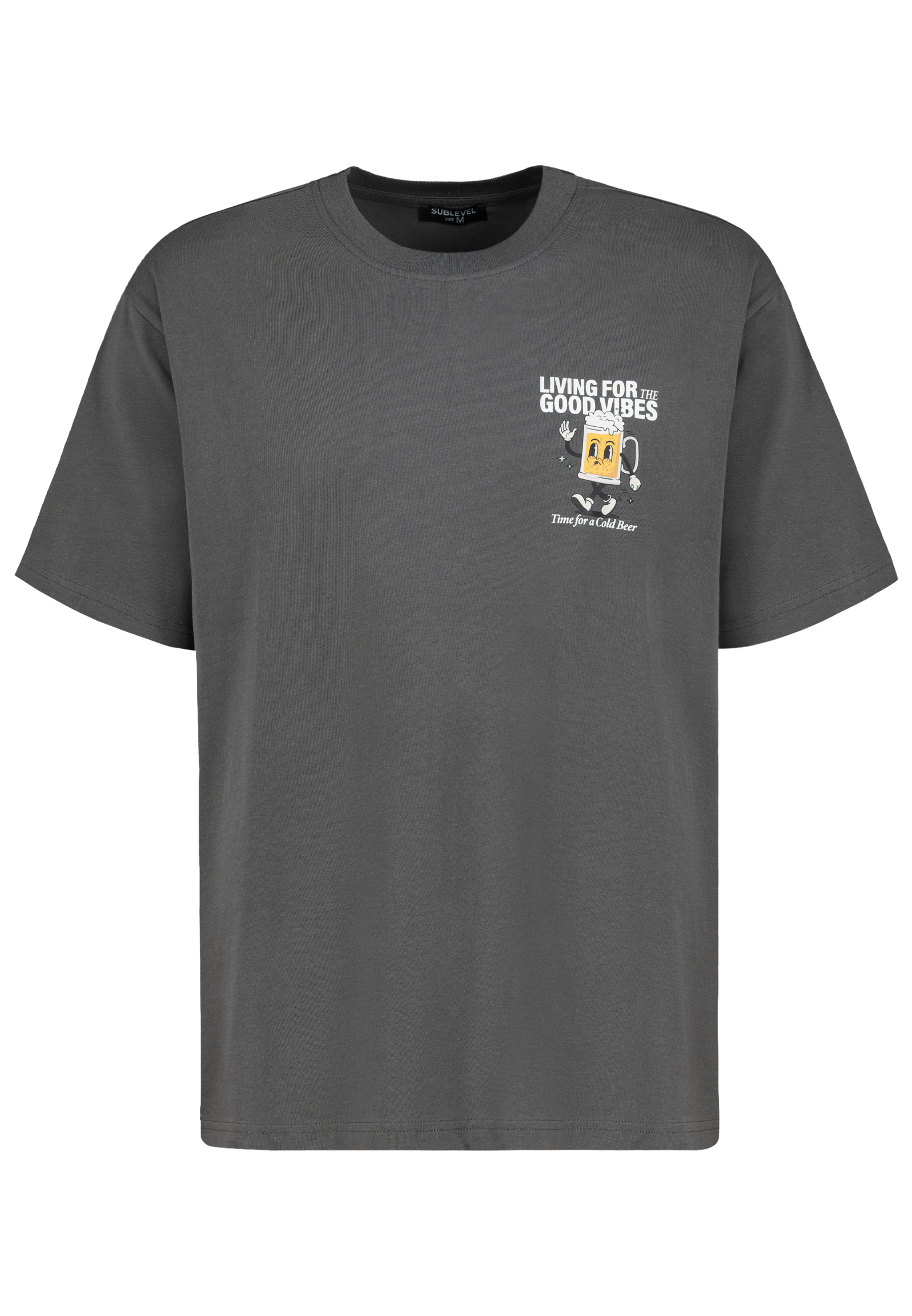 H12022AH22531I_23400_V.jpg Kurzarm T-Shirt Rundhals Loose Fit Brustaufdruck Spruchdruck
