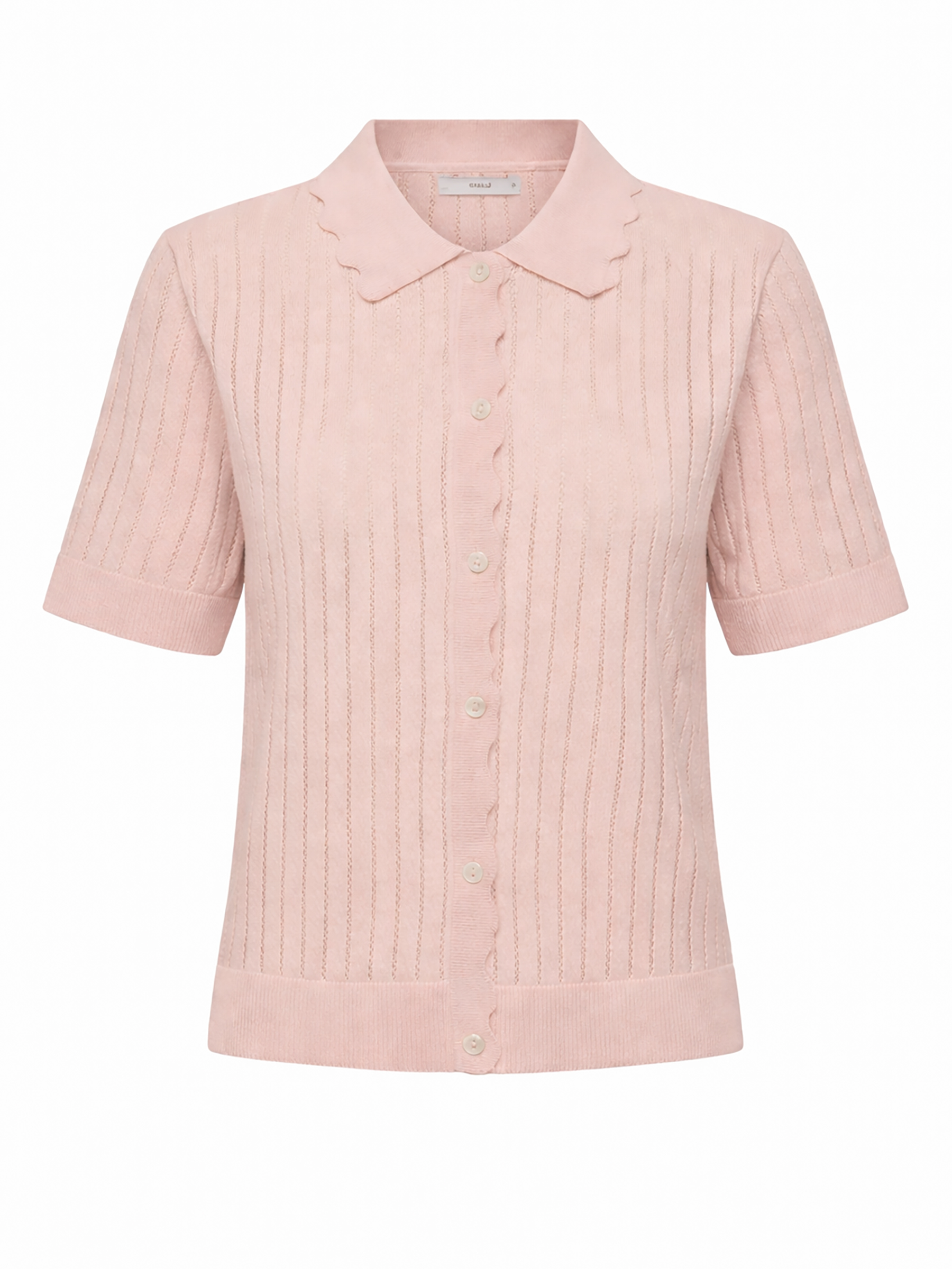 Kurzarm Cardigan Einfarbig Strickstruktur Polokragen Kurzarm Cardigan Einfarbig Strickstruktur Polokragen