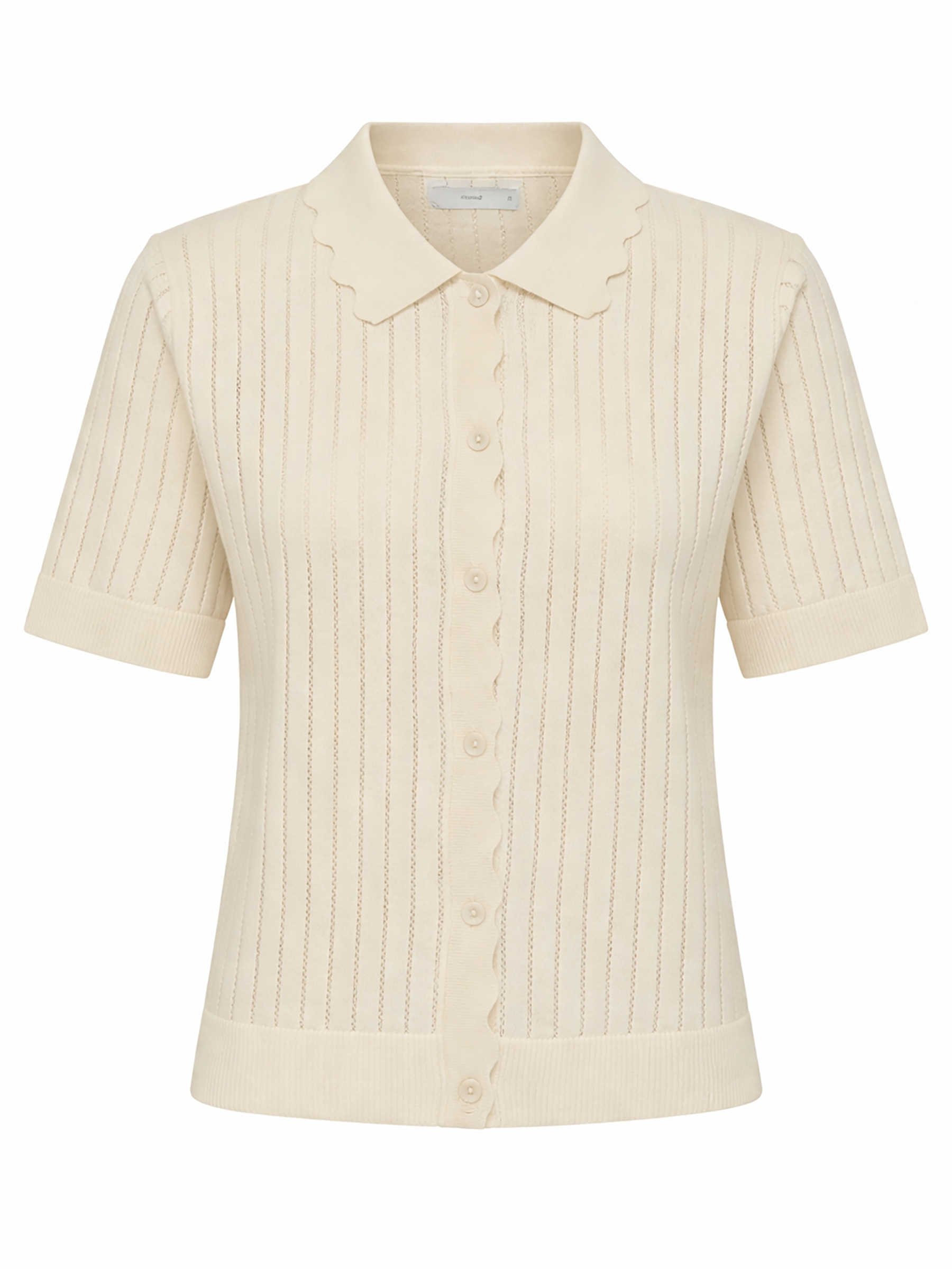 Kurzarm Cardigan Einfarbig Strickstruktur Polokragen Kurzarm Cardigan Einfarbig Strickstruktur Polokragen