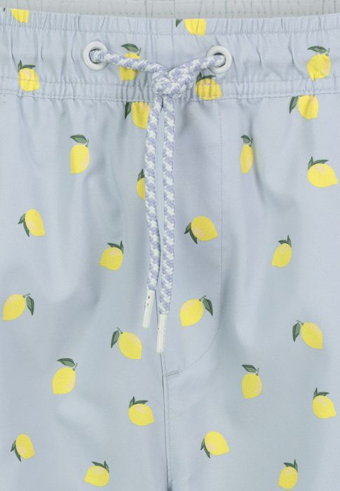 Lässige Badeshorts Tropisches Blattmuster Kordelzug, Farbe: Blau