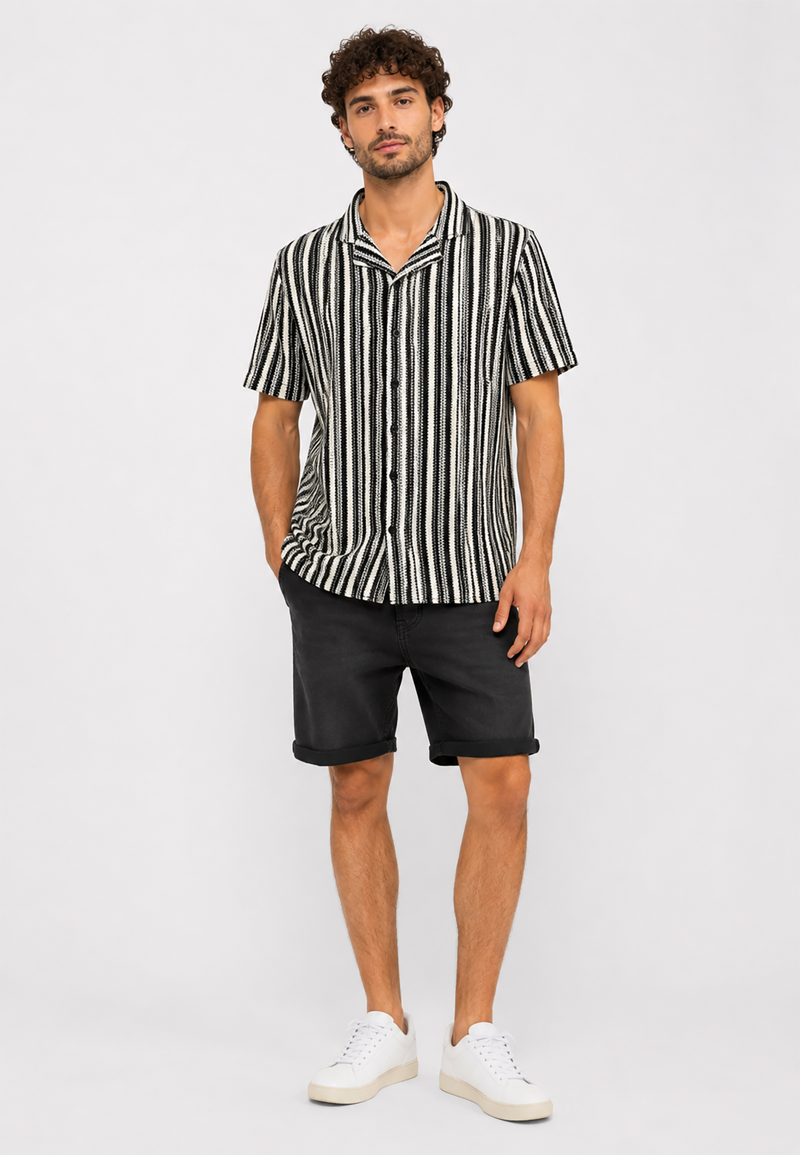Bequemes Kurzarmshirt Knopfverschluss Reverskragen Bequemes Kurzarmshirt Knopfverschluss Reverskragen