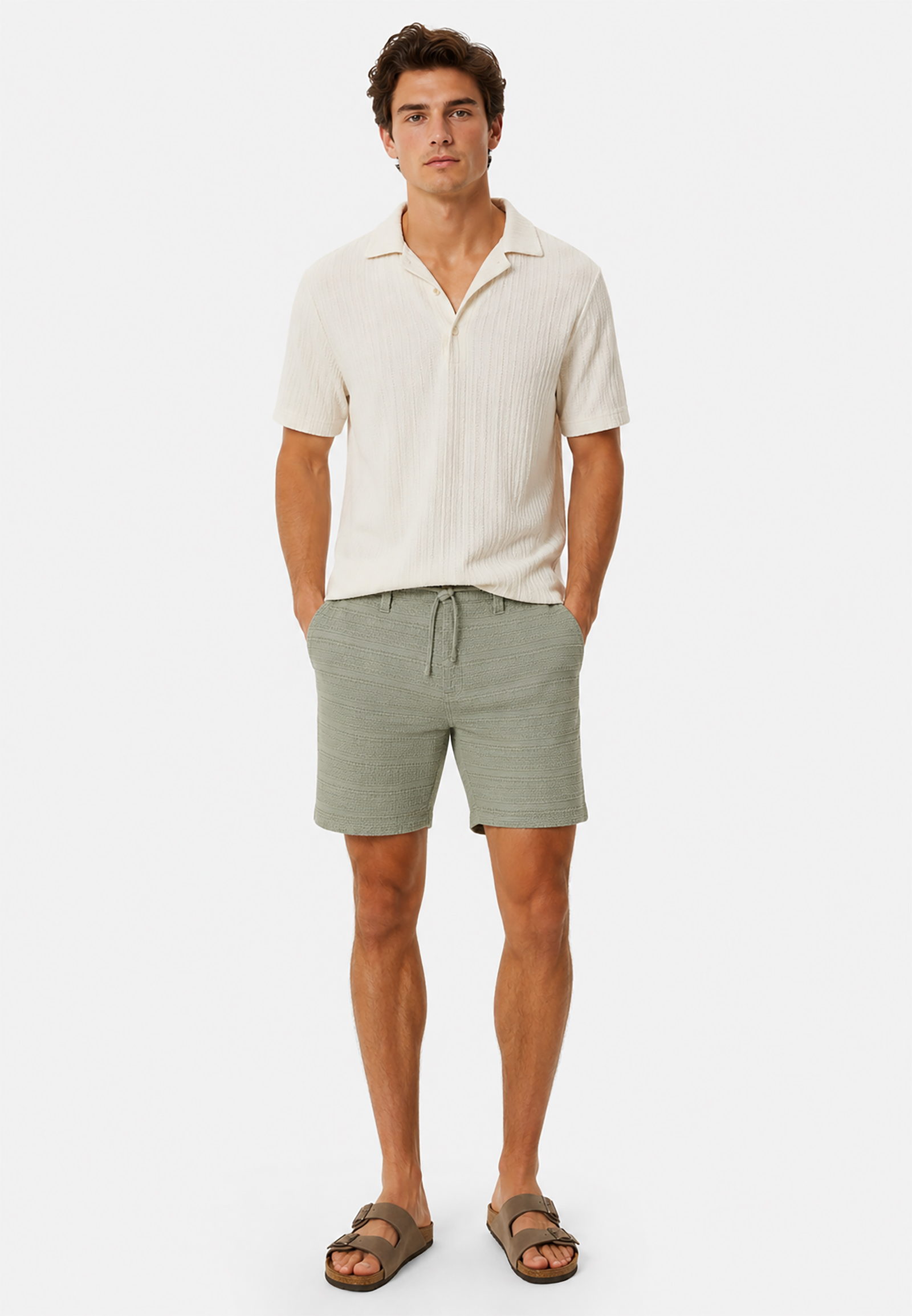 Eight 2 Nine EIGHT 2 NINE Casual Chinoshorts Eingrifftaschen Kordelzug – Grün, Bild 2