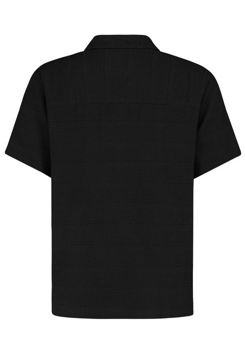 Eight 2 Nine EIGHT 2 NINE Bequemes Kurzarmshirt V-Ausschnitt Unifarben Casual – Schwarz, Bild 5