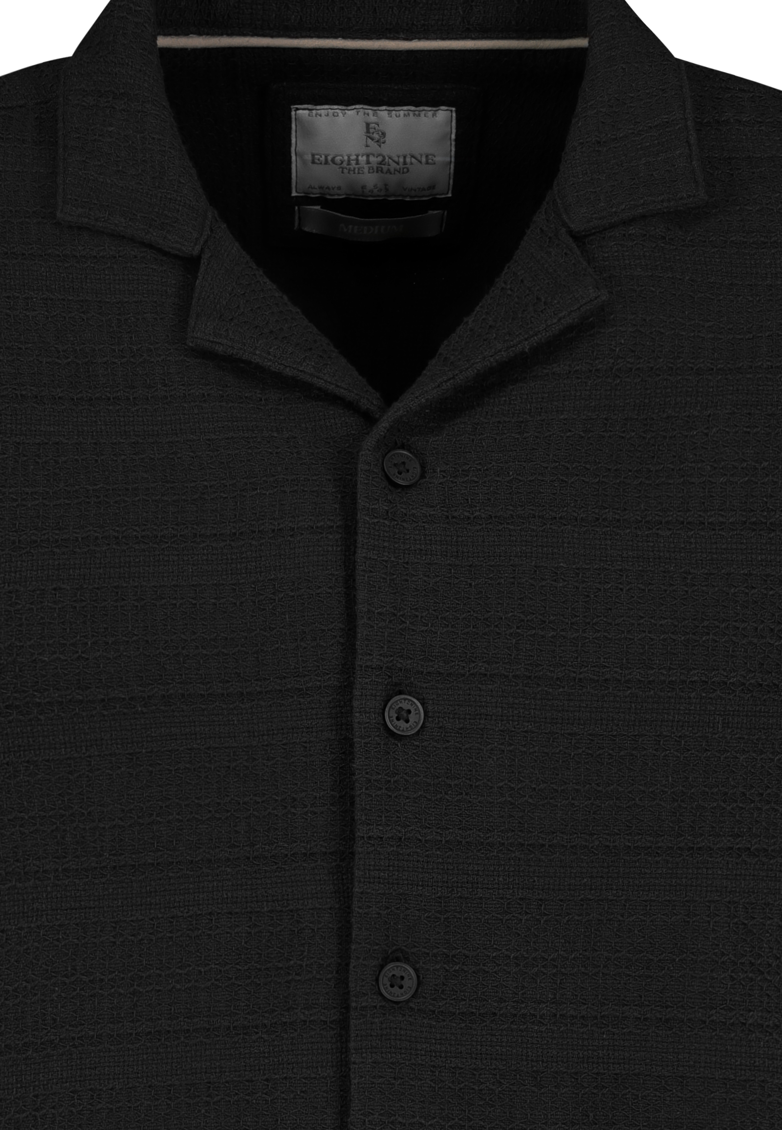 Eight 2 Nine EIGHT 2 NINE Bequemes Kurzarmshirt V-Ausschnitt Unifarben Casual – Schwarz, Bild 2
