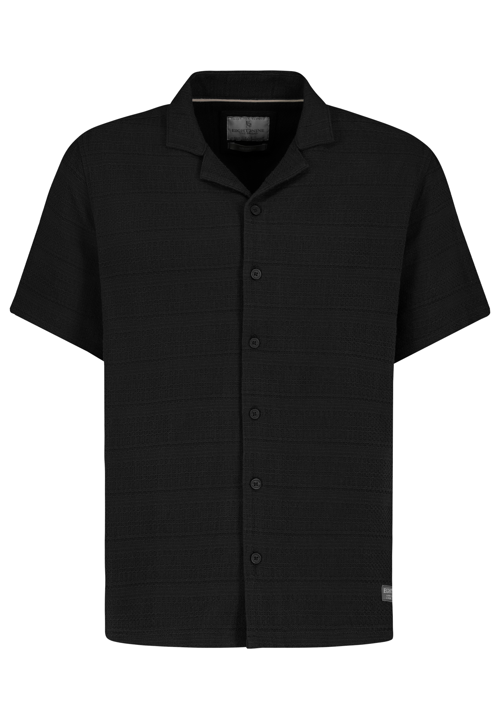 Eight 2 Nine EIGHT 2 NINE Bequemes Kurzarmshirt V-Ausschnitt Unifarben Casual – Schwarz, Bild 1