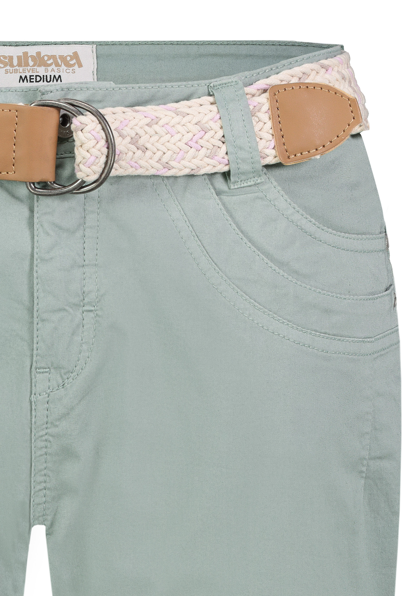 D60530BM62523CA2NO_12200_D1.jpg Stilvolle Shorts Flechtgürtel Seitentaschen Alltag