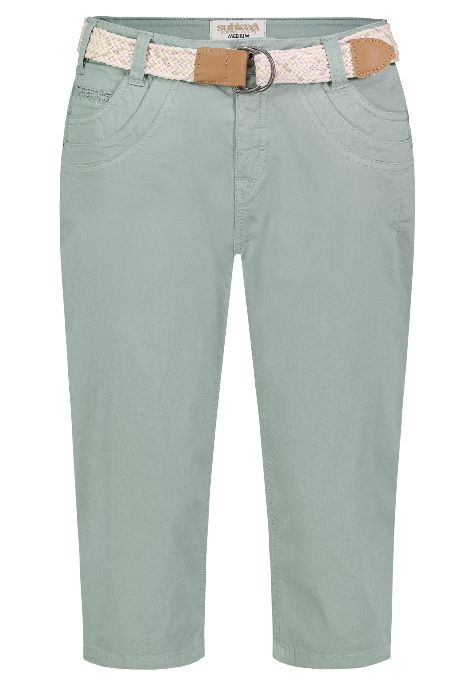 D60530BM62523CA2NO_12200_V.jpg Stilvolle Shorts Flechtgürtel Seitentaschen Alltag