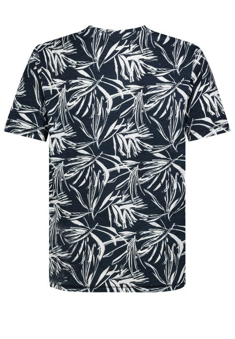 Sublevel Sublevel Kurzarmshirt Rundhalsausschnitt Geblümt Gerade Passform – Blau, Bild 3