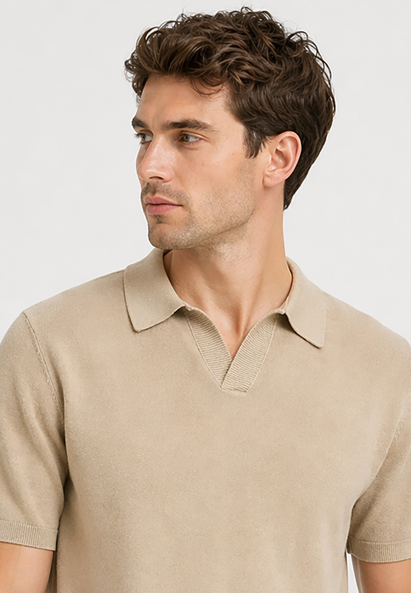 Kurzarm Poloshirt V-Ausschnitt Haifischkragen Basic Kurzarm Poloshirt V-Ausschnitt Haifischkragen Basic