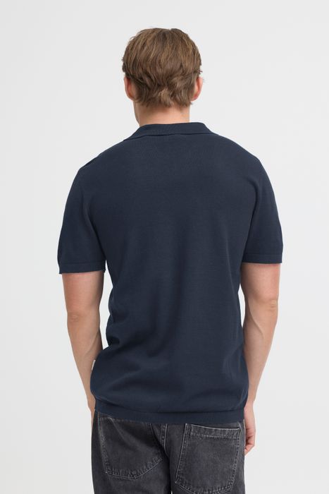 Blend BLEND Kurzarm Poloshirt V-Ausschnitt Haifischkragen Basic – Blau, Bild 5