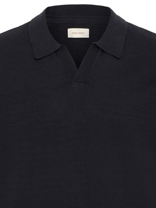 Blend BLEND Kurzarm Poloshirt V-Ausschnitt Haifischkragen Basic – Schwarz, Bild 3