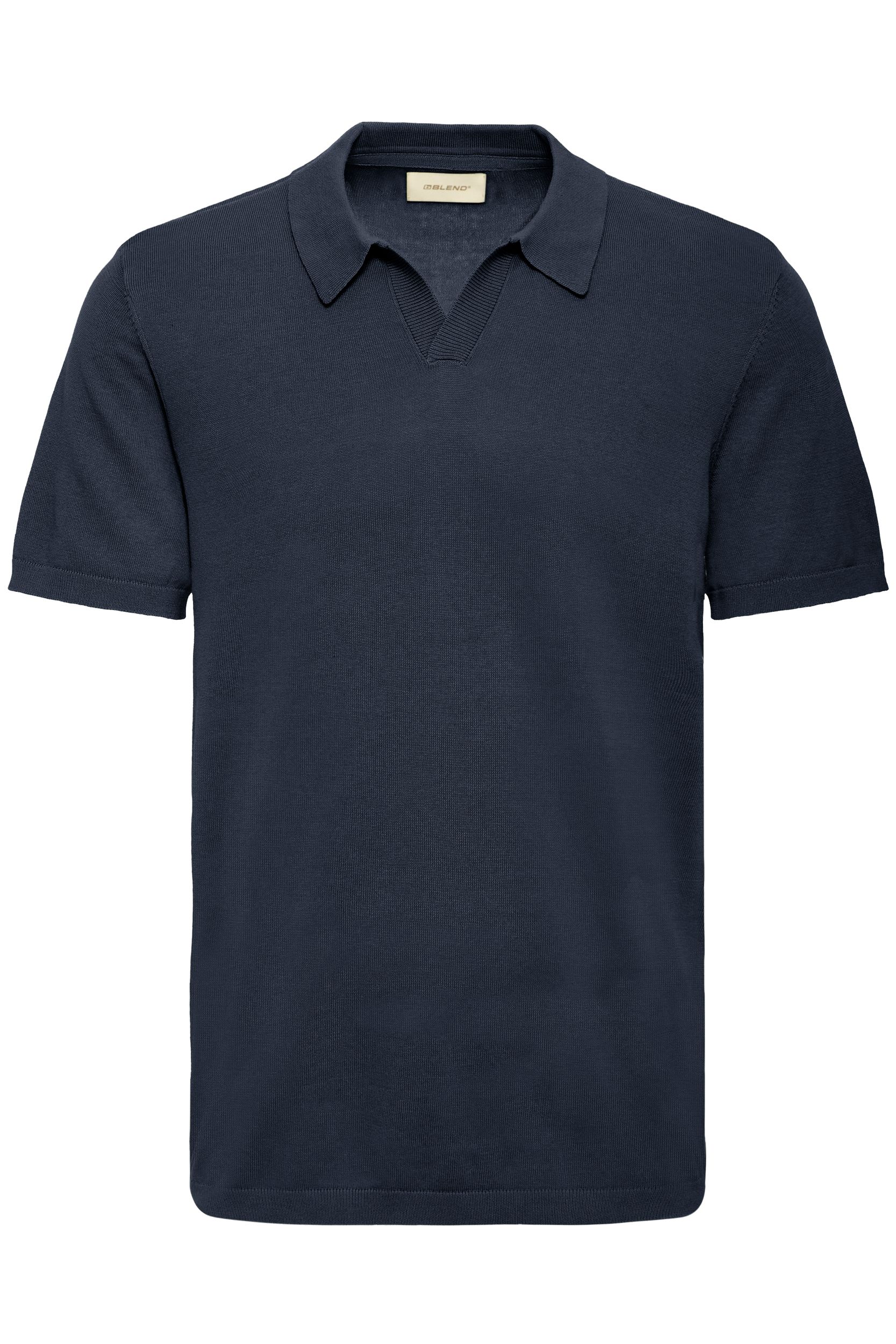 Blend BLEND Kurzarm Poloshirt V-Ausschnitt Haifischkragen Basic – Blau, Bild 1