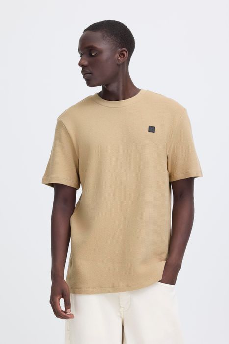 Blend BLEND Kurzarmshirt Rundhalsausschnitt Normaler Schnitt Basic – Beige, Bild 3