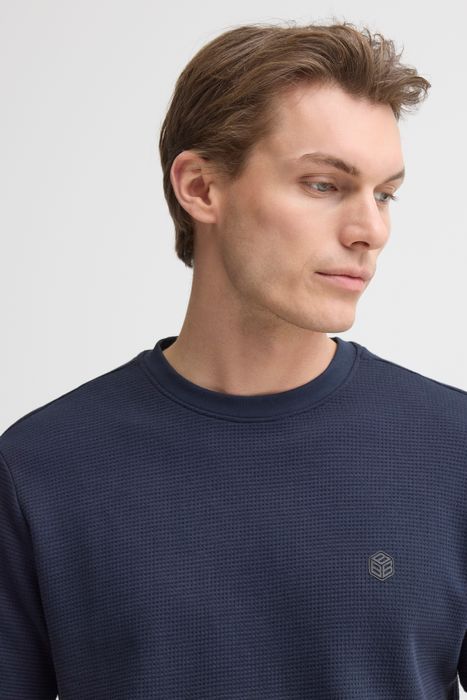 Blend BLEND Kurzarmshirt Rundhalsausschnitt Normaler Schnitt Basic – Blau, Bild 4