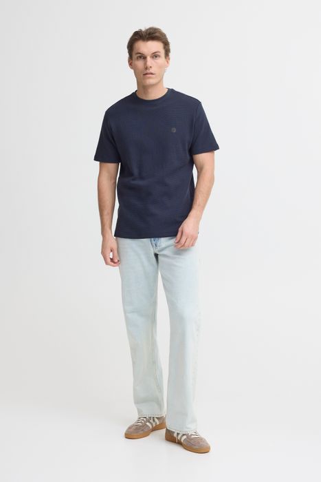 BLEND Kurzarmshirt Rundhalsausschnitt Normaler Schnitt Basic, Farbe: Blau