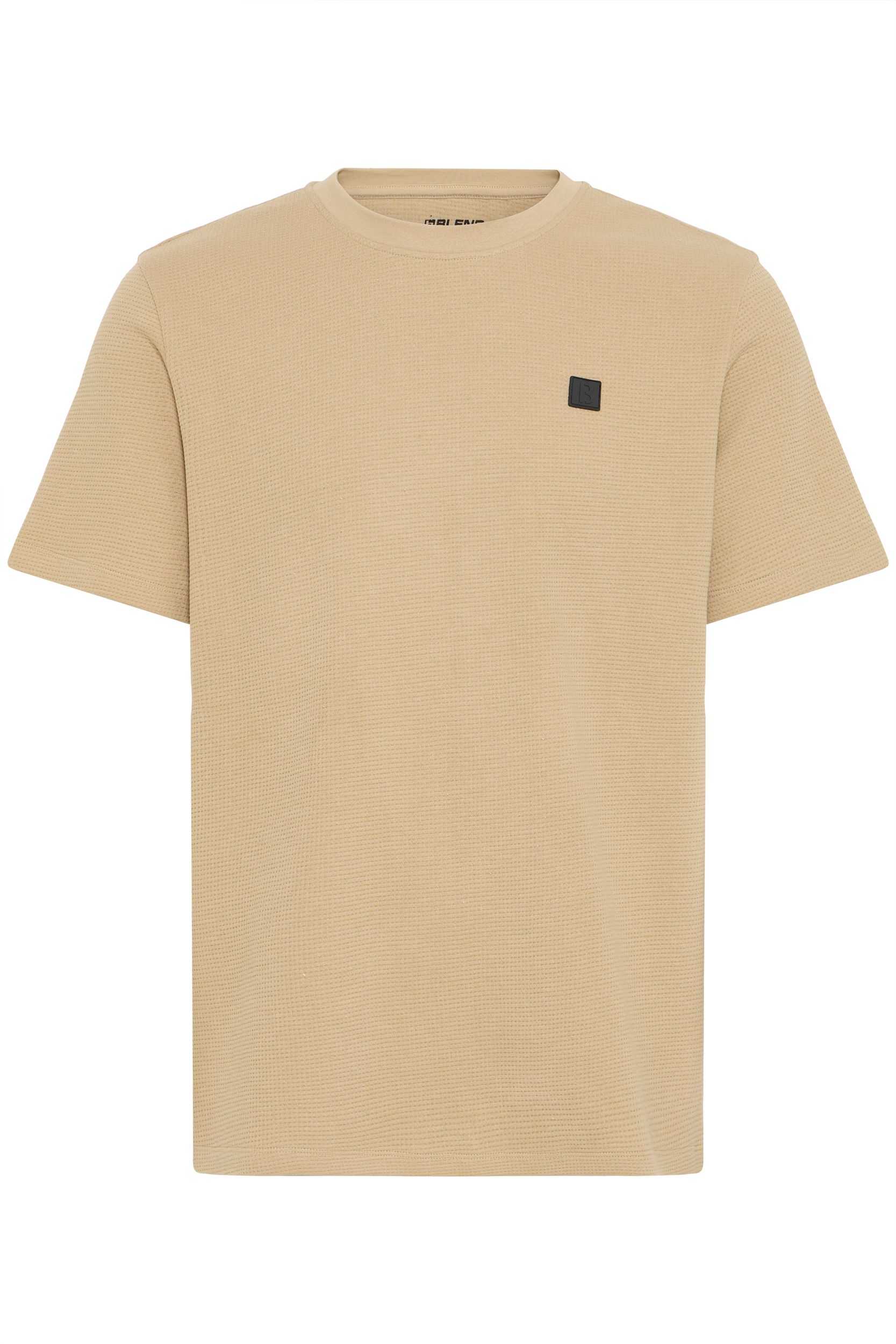 Blend BLEND Kurzarmshirt Rundhalsausschnitt Normaler Schnitt Basic – Beige, Bild 1