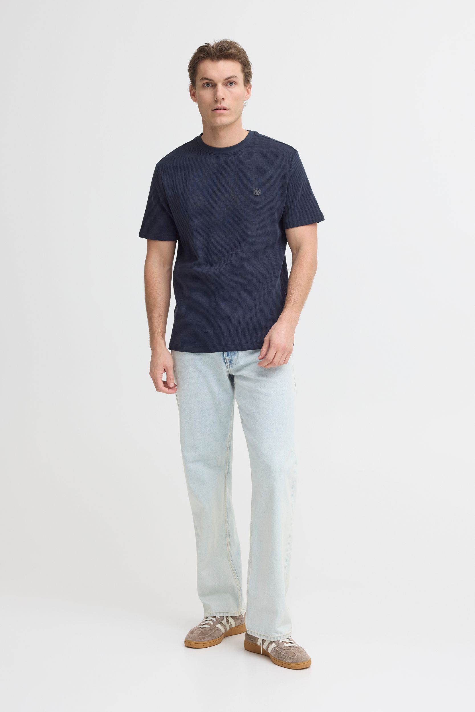Blend BLEND Kurzarmshirt Rundhalsausschnitt Normaler Schnitt Basic – Blau, Bild 2