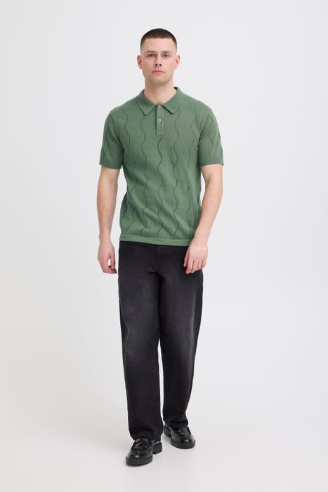 Stilvolles Kurzarm Poloshirt Knopfleiste Rundhals Casual, Farbe: Grün