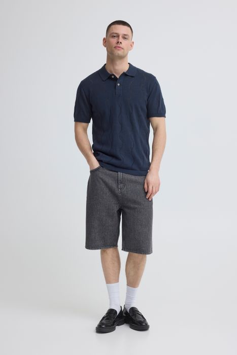 Stilvolles Kurzarm Poloshirt Knopfleiste Rundhals Casual, Farbe: Blau
