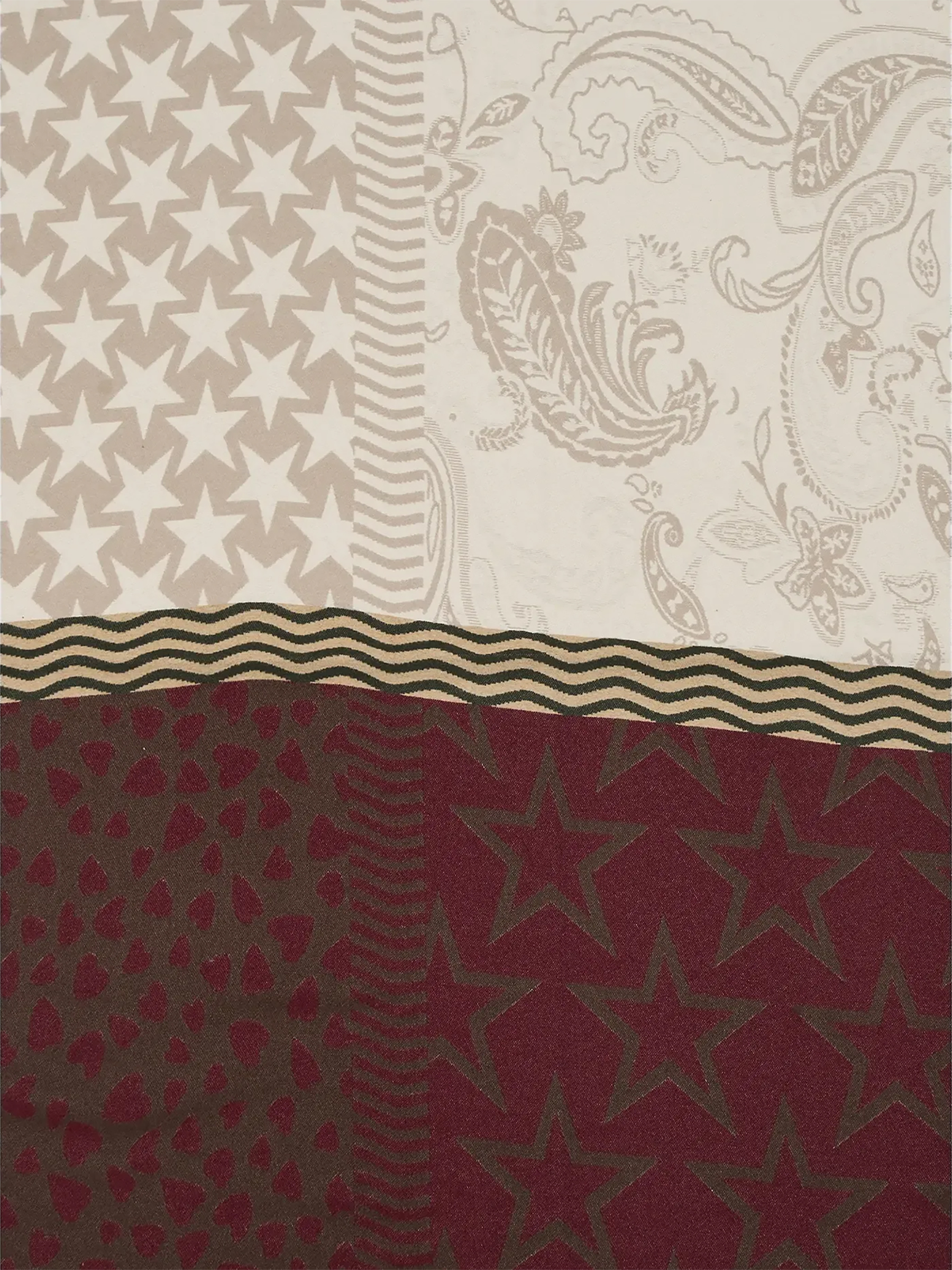 Gemusterter Schal Patchwork Sterne Paisley Fransen Gemusterter Schal Patchwork Sterne Paisley Fransen
