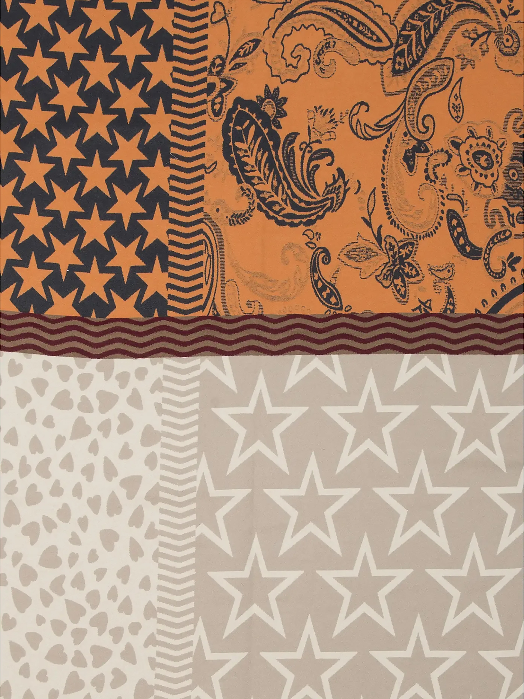 Gemusterter Schal Patchwork Sterne Paisley Fransen Gemusterter Schal Patchwork Sterne Paisley Fransen
