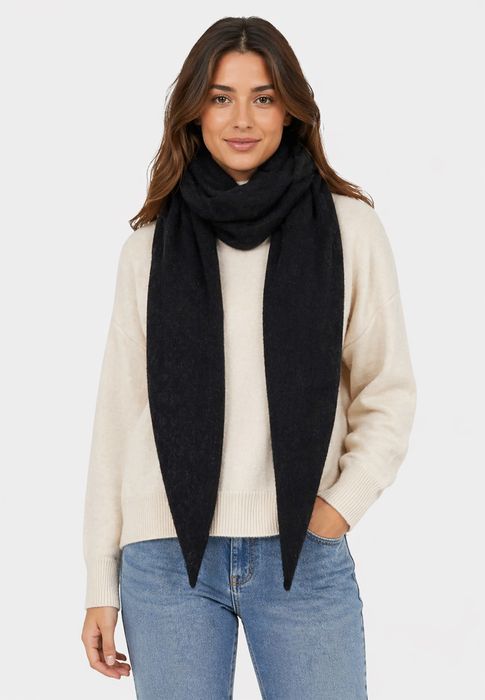 Leichter Strickschal Vielfältig Kombinierbar Moderner Stil, Farbe: Schwarz
