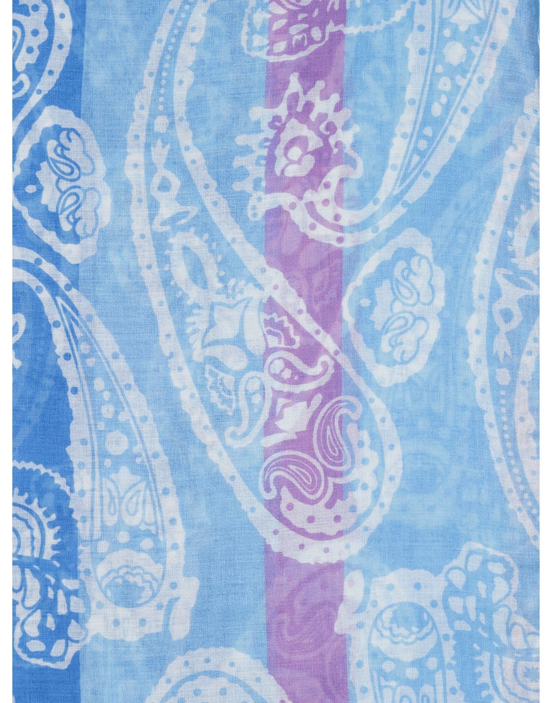 Leicht transparenter Schal Fransen Paisley Aufdruck Streifen Leicht transparenter Schal Fransen Paisley Aufdruck Streifen
