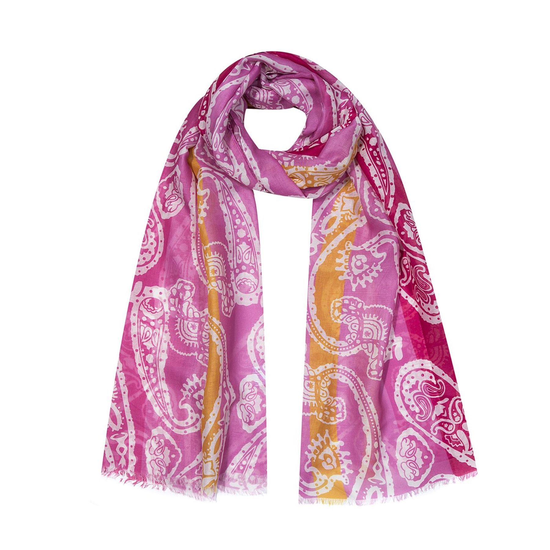Leicht transparenter Schal Fransen Paisley Aufdruck Streifen Leicht transparenter Schal Fransen Paisley Aufdruck Streifen