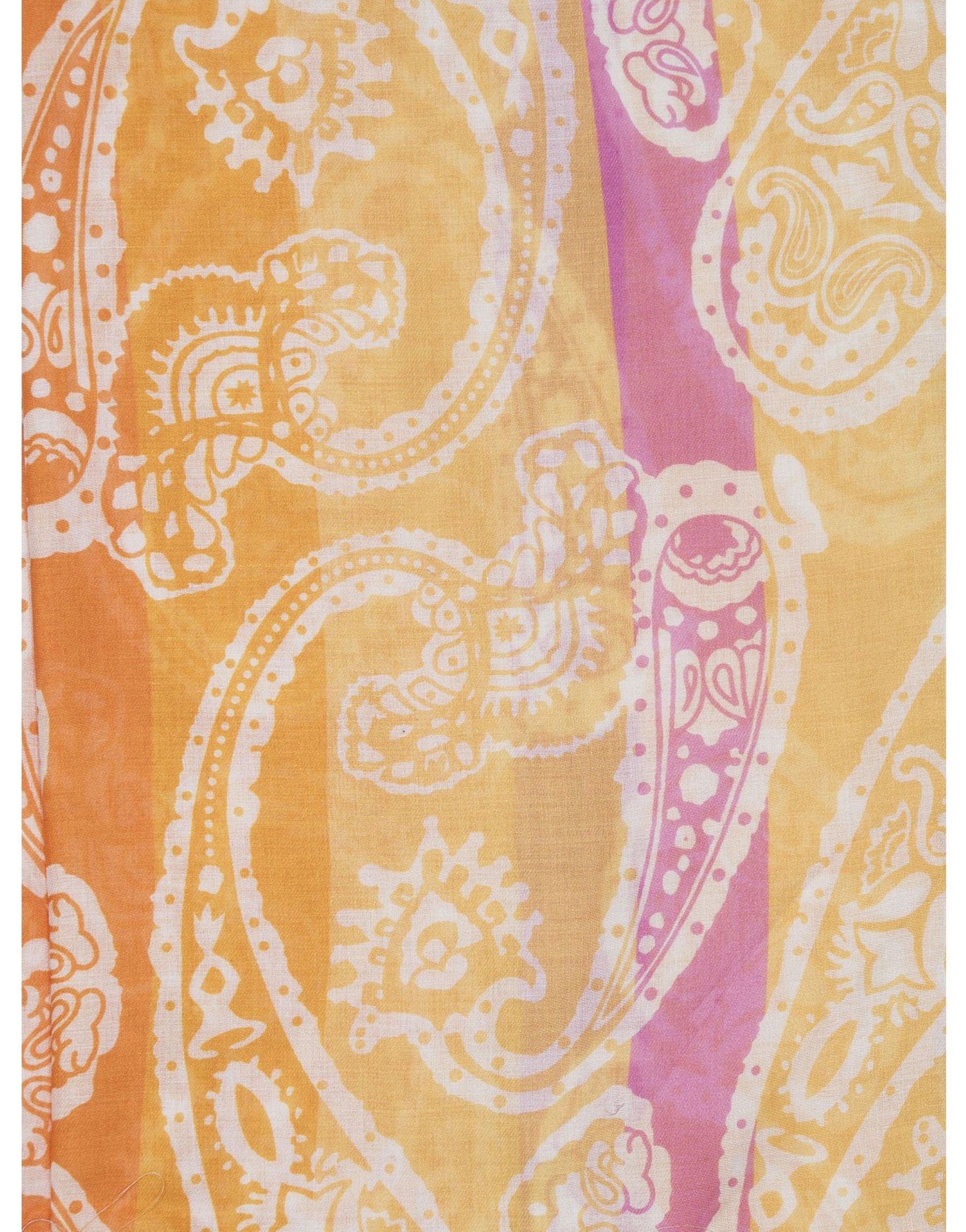 Leicht transparenter Schal Fransen Paisley Aufdruck Streifen Leicht transparenter Schal Fransen Paisley Aufdruck Streifen
