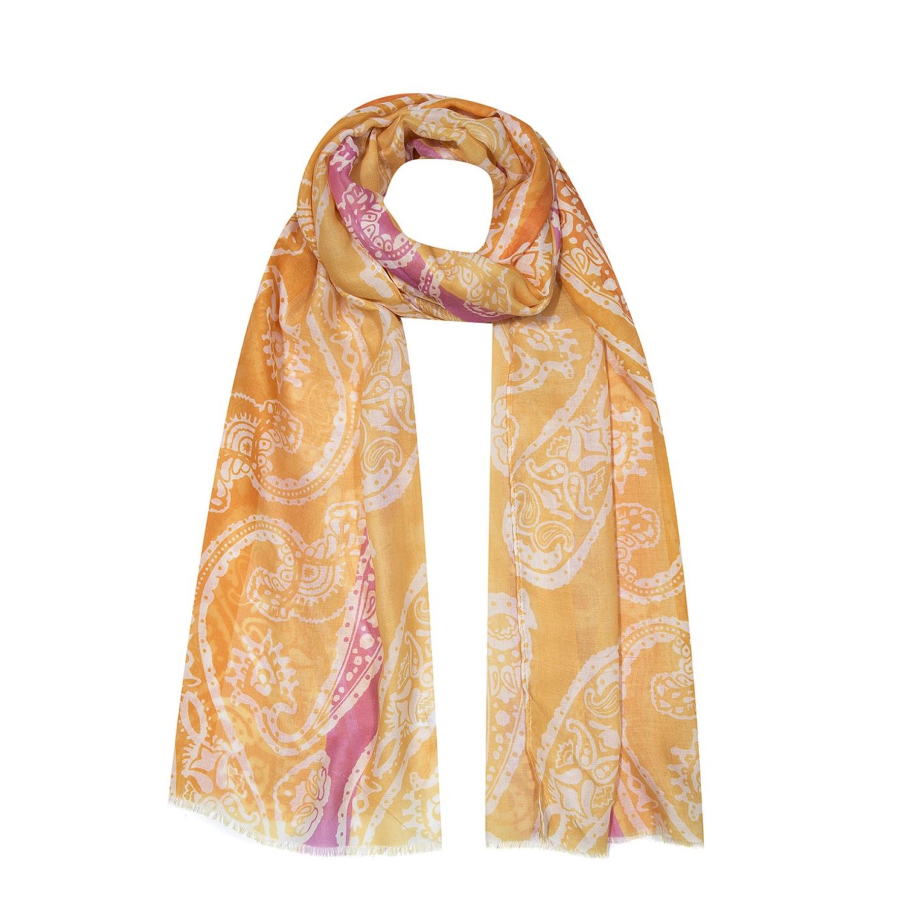 Leicht transparenter Schal Fransen Paisley Aufdruck Streifen Leicht transparenter Schal Fransen Paisley Aufdruck Streifen