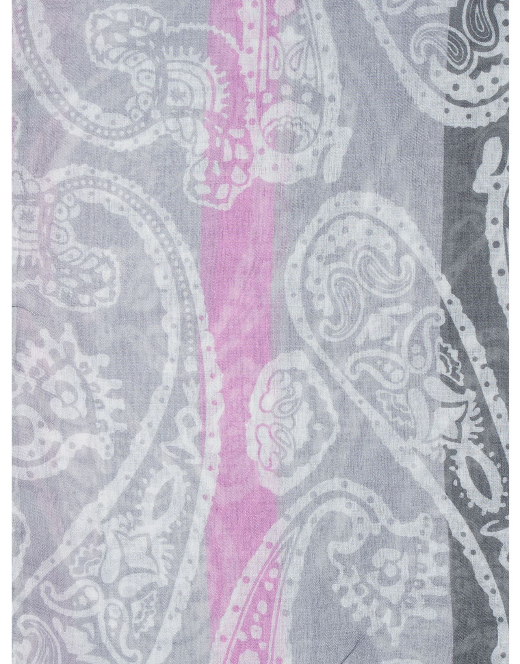 Leicht transparenter Schal Fransen Paisley Aufdruck Streifen Leicht transparenter Schal Fransen Paisley Aufdruck Streifen